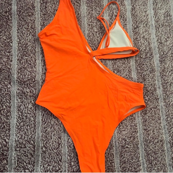Vibrant Orange Women’s One Piece Swimsuit - Picture 2 of 2